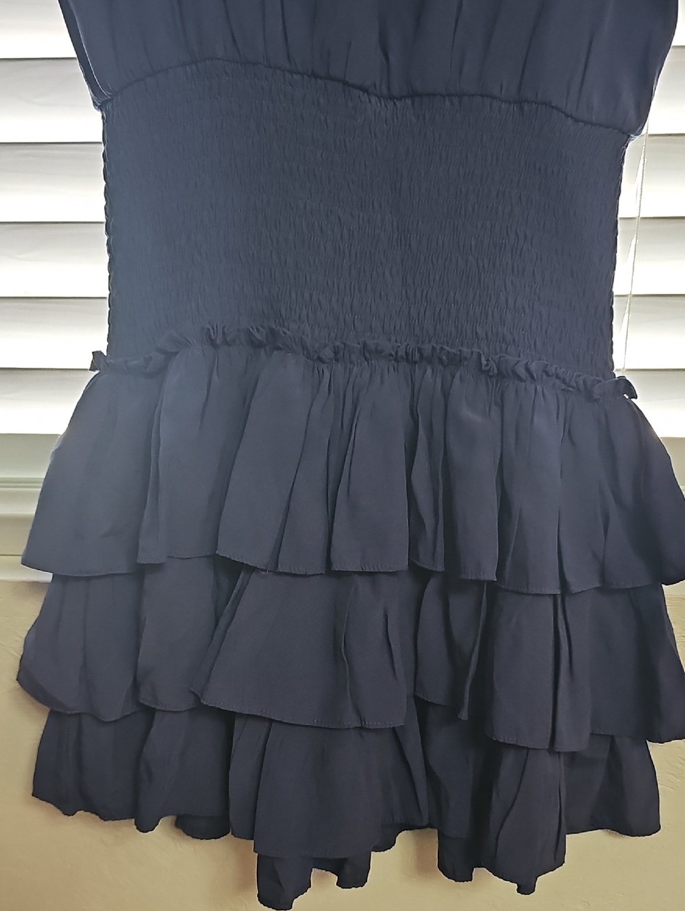 Smocked Waist Navy Ruffle Mini Dress ( #89) - Picture 9 of 11